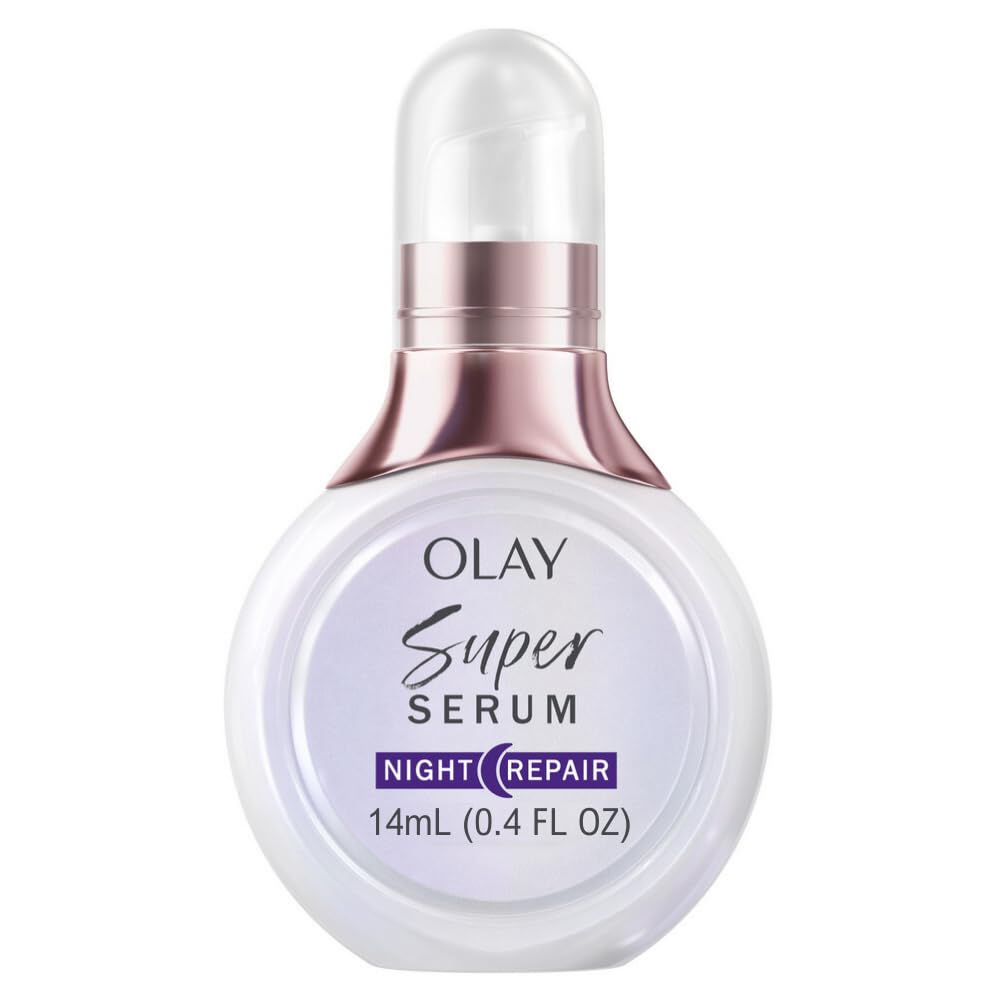 Olay Super Serum Night Repair Trial Size 5-In-1 Lightweight Skin Cell Renewing Face Serum, 0.4 Fl Oz, Wrinkle Correcting Skin Care Treatment With Salicylic Acid, Niacinamide, Lactic Acid, Glycerin