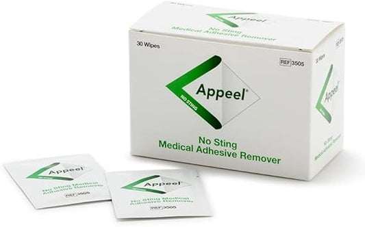 Clinimed Appeel Medical Adhesive Remover Wipes, Alcohol Free No Sting Wipes, Quick Dry, Fast Removal Of Medical Adhesives, Perfect For Reducing Peri-Stomal Skin Damage - 30 Pcs
