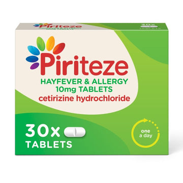 Piriteze Antihistamine Allergy Relief Tablets – Cetirizine Hydrochloride 10mg – 30 Tablets