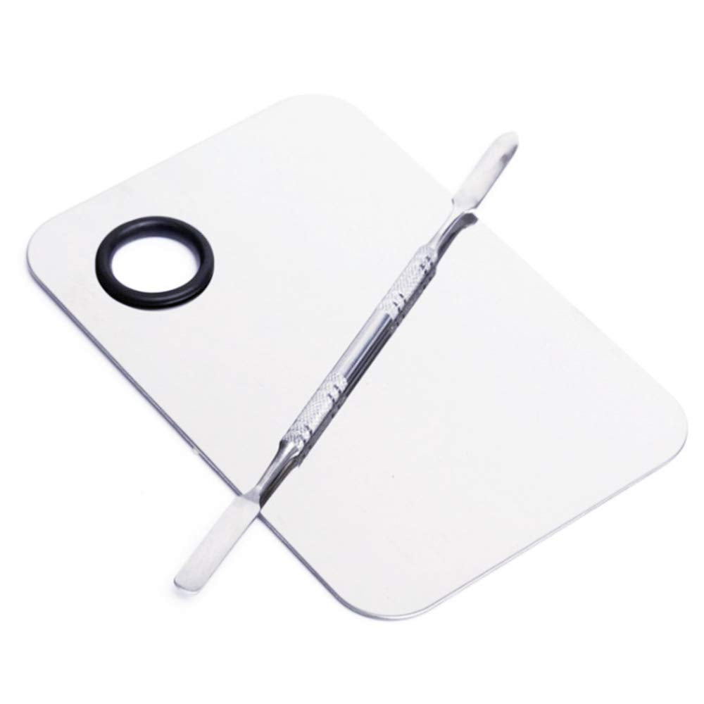 2 Pcs Stainless Steel Cosmetic Makeup Palette, Professional Cosmetic Mixing Makeup Palette Spatula Makeup Artist Tool, Beauty Salon Color Cream Mixing Palette With A Spatula Makeup Nail Art Palette