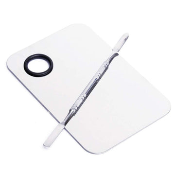 2 Pcs Stainless Steel Cosmetic Makeup Palette, Professional Cosmetic Mixing Makeup Palette Spatula Makeup Artist Tool, Beauty Salon Color Cream Mixing Palette With A Spatula Makeup Nail Art Palette