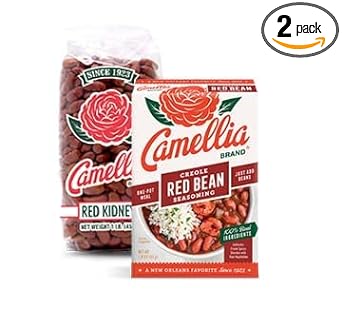 Camellia Brand Dried Red Kidney Beans & Red Bean Seasoning, Authentic Louisiana Flavor (Set of 2)