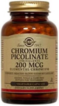 Solgar Chromium Picolinate 200 Mcg, 180 Vegetable Capsules - Non-Gmo, Vegan, Gluten Free, Dairy Free, Kosher - 180 Servings