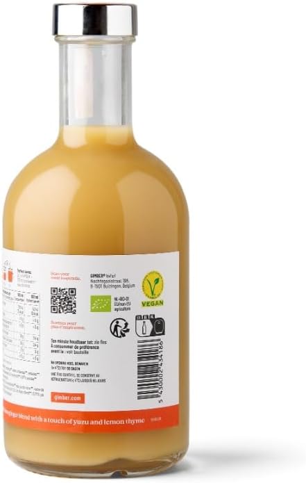 Gimber Organic Ginger Concentrate 500Ml | Less Sugar | Alcohol-Free | Made From Ginger, Yuzu Fruit & Lemon Thyme | 10 Pieces (1 Bottle Per Piece)
