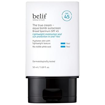 Belif Aqua Bomb Spf 45 Hydrating Niacinamide Sunscreen (1.69 Fl. Oz) - The True Cream Pa++++, Daily Broad Spectrum, No White Cast, Weightless & Invisible, Non-Greasy, Korean Skincare