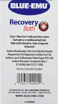 Blue-Emu Recovery Bath Pods Sore Muscles and Joints w/Magnesium, Peppermint Oil & Emu Oil, 2 Pack : Beauty & Personal Care