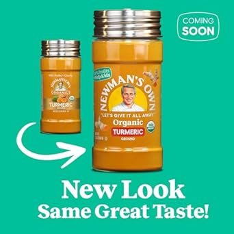 Newman'S Own Organic Ground Turmeric; Golden Hue To Curries, Rice, Smoothies, Usda Organic Certified, Non-Gmo, Kosher Certified, 2.15 Oz. Bottle