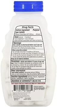 Regular Strength Walgreens Antacid Chewable Tablets And A Hypo-Allergenic Hand Wipe Packet (Peppermint 500 Mg (Regular Strength))