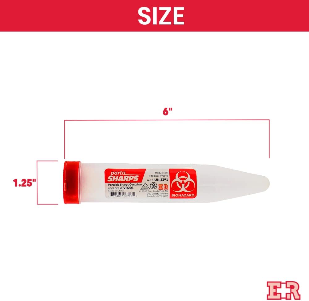 Ever Ready First Aid Porta Sharps Transportable Sharps Container with Locking Mechanism - 12 Count : Health & Household