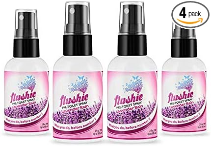 Flushie Pre-Toilet Spray for Poop Travel Size Toiletries Bathroom Spray for Poop Spray for Toilet Deodorizer Traveling Essentials Poop deodorizer Poop Odor eliminator… (Lavender, 2oz 4pack)