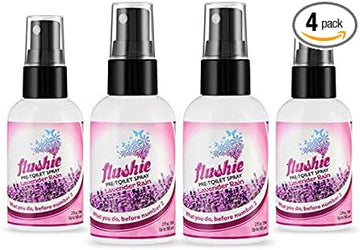 Flushie Pre-Toilet Spray for Poop Travel Size Toiletries Bathroom Spray for Poop Spray for Toilet Deodorizer Traveling Essentials Poop deodorizer Poop Odor eliminator… (Lavender, 2oz 4pack)