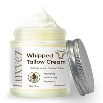 Beef Tallow For Skin – Whipped Tallow Face Moisturizer, Deep Hydration & Nourishment For All Skin Types, Beef Tallow Face Moisturizer, Unscented, 4 Oz