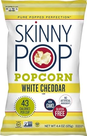 Skinnypop White Cheddar Popcorn, 4.4Oz Grocery Sized Bag, Skinny Pop, Healthy Popcorn Snacks, Gluten Free