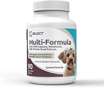 K9 Select Multi-Formula Dog Supplement For Smaller Dogs - 10Mg Hmr Lignans, 1Mg Melatonin, 20Mg Milk Thistle - Helps Heart, Liver, Digestion, Skin & Coat Health, 90 Peanut Butter Chewable Tabs