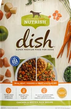 Rachael Ray Nutrish Dish Premium Natural Dry Dog Food With Added Vitamins, Minerals & Taurine, Chicken & Brown Rice Recipe With Veggies & Fruit, 23 Pound Bag