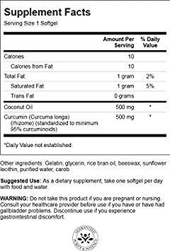 Swanson Curcumin & Coconut Oil 30 Sgels