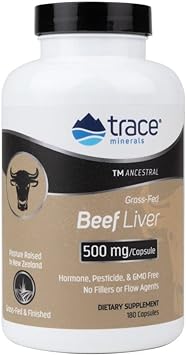 Trace Minerals | Ancestral Beef Liver Capsules (3000Mg Bovine Liver) | Pasture Raised, Grass Fed & Finished | Paleo & Keto Friendly | 30 Servings | 180 Count