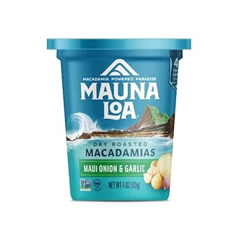 Mauna Loa Premium Hawaiian Roasted Macadamia Nuts, Maui Onion Garlic Flavor, 4 Oz