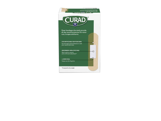 Curad Regular Size Adhesive Bandages, Sheer, 80-Count Box, 1 Box