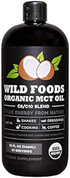 Organic MCT Oil C8/C10 Blend from 100% Coconuts | USDA, Non-GMO, Triple Filtered & Batch Tested for Purity, Great for Coffee, Smoothies, Dressings & Keto Recipes (32oz BPA-Free Bottle)