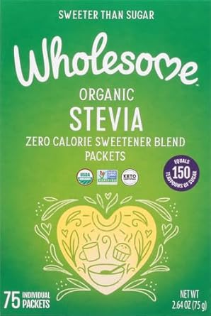 Wholesome Organic Stevia, Zero Calorie Sweetener Blend, Non Gmo & Gluten Free, 1 G (Pack Of 75)