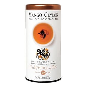 The Republic Of Tea Mango Ceylon Black Full-Leaf Loose Tea, 3.5 Ounces / 50-60 Cups