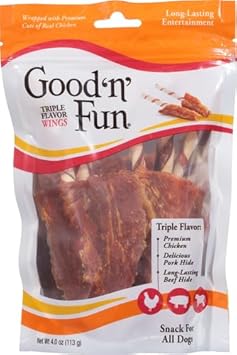 Good 'N' Fun Triple Flavor Wings, Made With Real Meat, Treats For All Dog Sizes