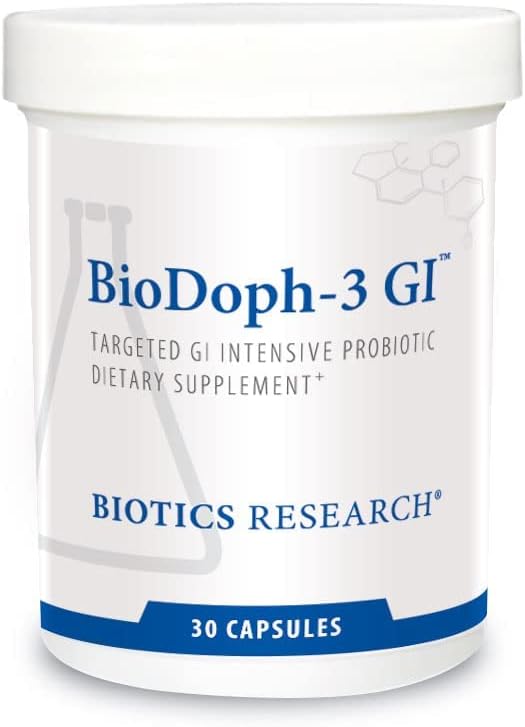 Biotics Research BioDoph-3 GI Targeted Intensive GI Probiotic Capsules. Clinically Validated Multi-Species Formula. Gut Health, Immune Support, Dairy Free