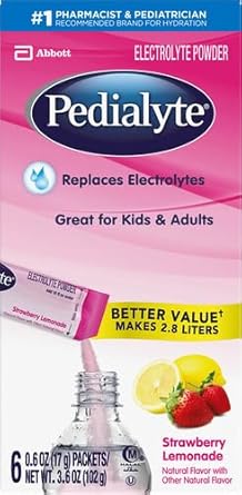 Pedialyte Electrolyte Powder Strawberry Lemonade, 6 Ct