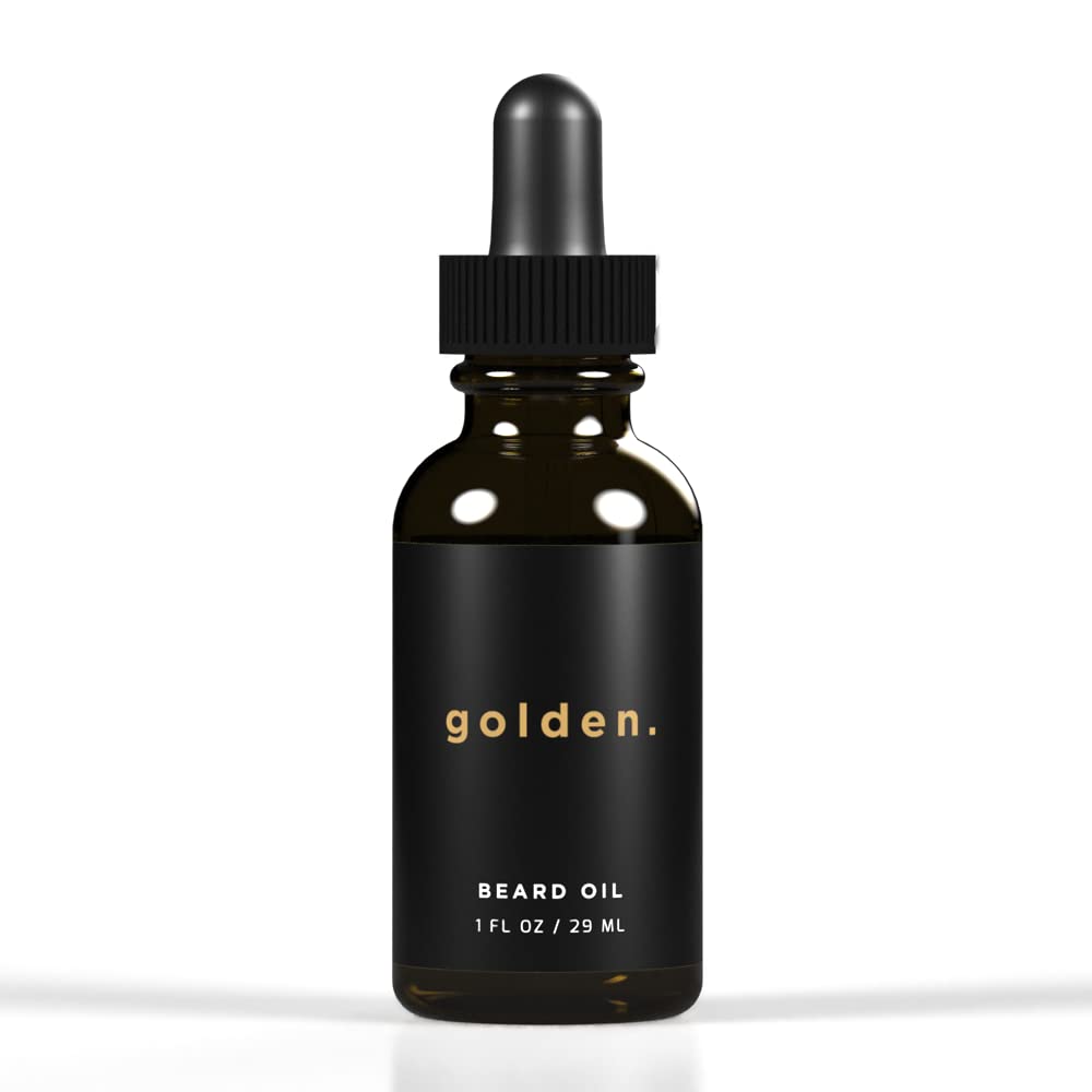 Golden Grooming Beard Oil For Men | Natural Growth Kit With Castor Oil, Jojoba Oil, And Olive Oil | Tames, Moisturizes & Styles | Cedar Frost Scent | 1Oz