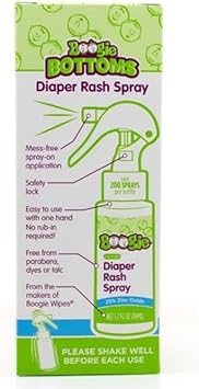 Diaper Rash Cream Spray By Boogie Bottoms, Travel Friendly No-Rub Touch Free Application For Sensitive Skin, From The Maker Of Boogie Wipes, Over 200 Sprays Per Bottle, 1.7 Oz