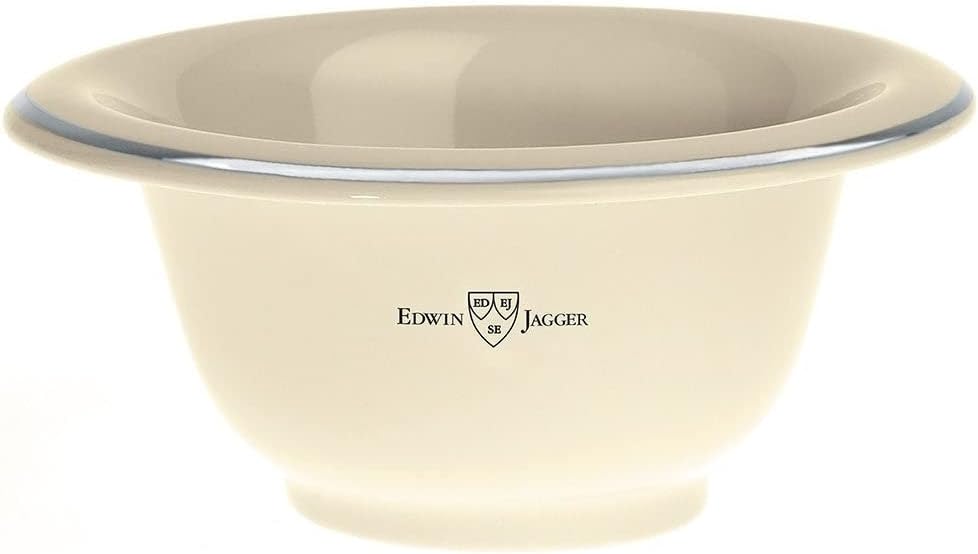 Edwin Jagger Porcelain Shaving Bowl - Ivory Color With Silver Rim : Beauty & Personal Care