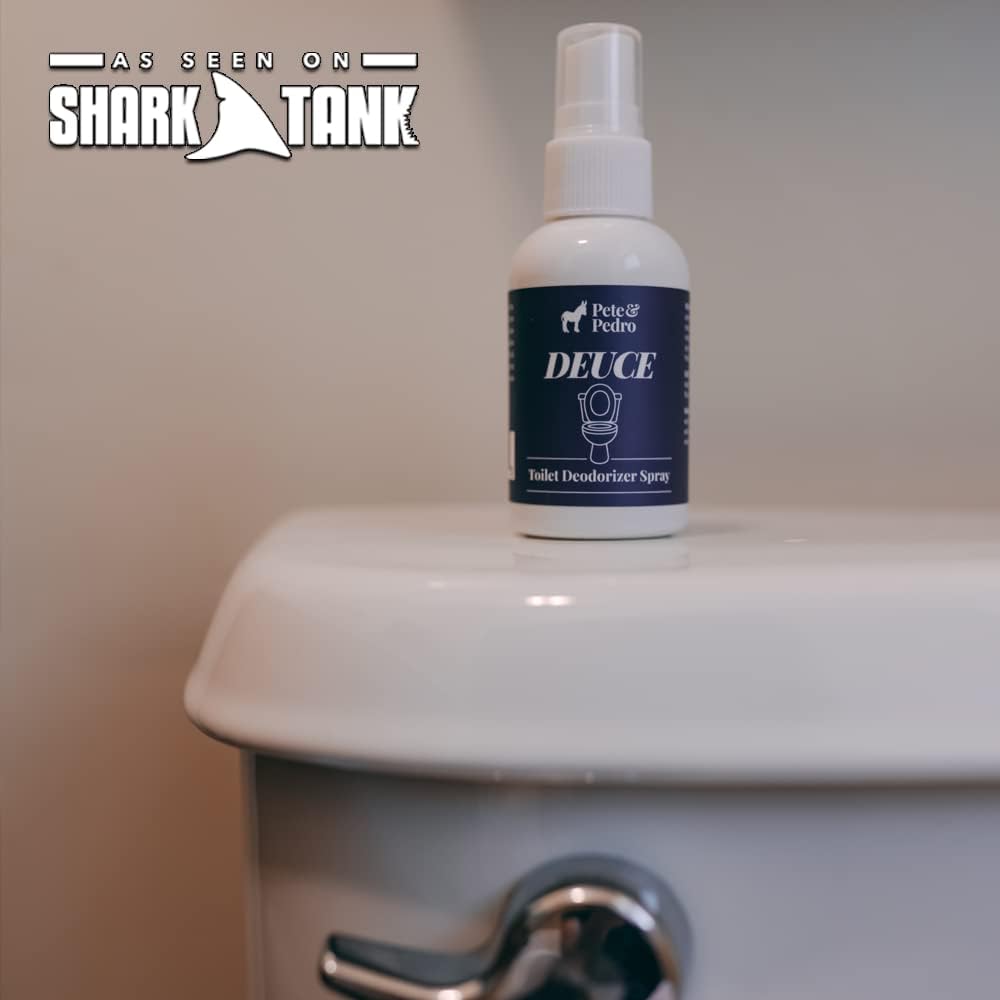 Pete & Pedro DEUCE - Bathroom Toilet Deodorizer Before-You-Go Poop Spray & Natural Air Freshener | Odor Eliminator via Essential Oils | As Seen on Shark Tank, 2 oz. : Health & Household