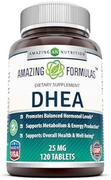 Amazing Formulas DHEA 50mg Per Serving of 2 Tablets Supplement | 25mg Per Pill | Non-GMO | Gluten Free | Made in USA (120 Count)