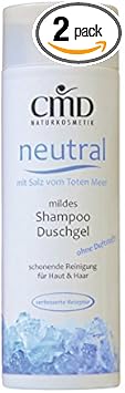 CMD Neutral Shampoo/Shower Gel With Dead Sea Salt, Organic, Vegan Natural Cosmetic – 2 Pack (2x200 ml)