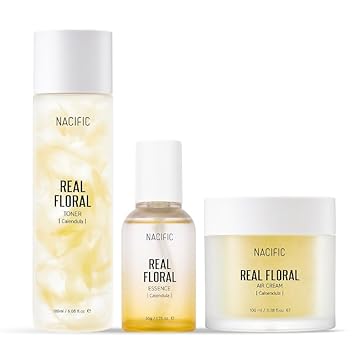 Nacific Real Calendula Floral Triple Set (Toner 180Ml, Serum 50Ml, Cream 100Ml) Potmarigold Extract, Soothing, Moisturizing, Sensitive Skin, Calms Irritated And Troubled Skin