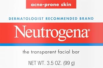 Neutrogena Facial Cleansing Bar Treatment For Acne-Prone Skin, Non-Medicated & Glycerin-Rich Formula Gently Cleanses Without Over-Drying, No Detergents Or Dyes, Non-Comedogenic, 3.5 Oz