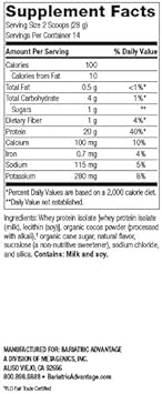 Bariatric Advantage High Protein Supplement Mix, 20 Grams Whey Protein Isolate Low Sugar with 100 Calories Per Serving - Chocolate, 14 Servings