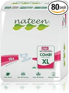 Tendercare Nateen - Adult Nappy - 80 Extra Large Day Plus Nappies - Disposable Underwear for Men & Women - Discreet Incontinence Nappy - 3400ml Absorbency
