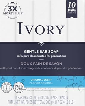 Ivory Bar Original Bath Bar, Family Pack, 3.1 Ounce Bars (10 Bars)