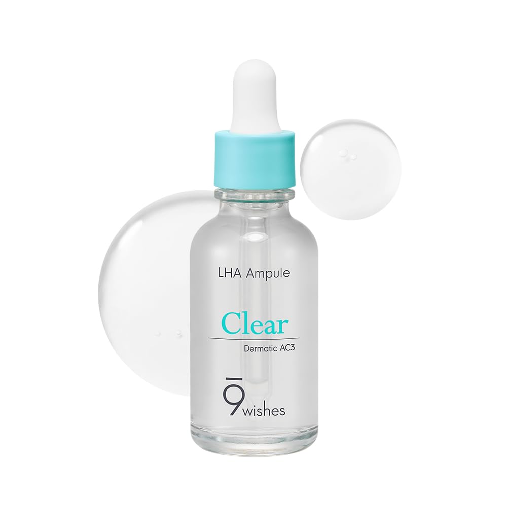 9Wishes Dermatic Clear Ampule 1.01Fl. Oz, 30Ml - Mild Exfoliating Face Serum With Lha - Soothing And Hydrating For Sensitive, Troubled Skin