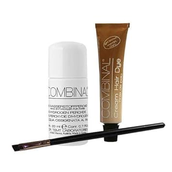 Combinal Cream Hair Dye (Light Brown) .5 Oz With Brush & 5% Hydrogen Peroxide .7 Oz : Beauty & Personal Care