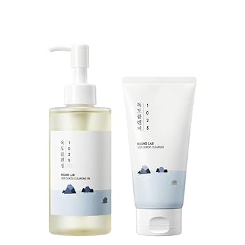 Round Lab 1025 Dokdo Cleansing Oil 200Ml + 1025 Dokdo Cleanser 150Ml, Deep Pore Cleansing, For Sensitive, Pore-Clogged Skin