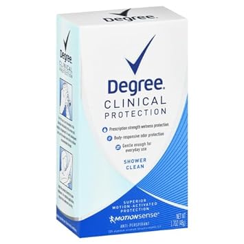 Degree Clinical Protection Antiperspirant Deodorant 72-Hour Sweat & Odor Protection Shower Clean Antiperspirant for Women 1.7 oz