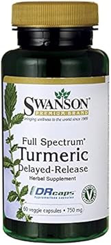 Swanson Full Spectrum Turmeric Delayed Release 750 Milligrams 60 Veg Capsules (3 Pack)