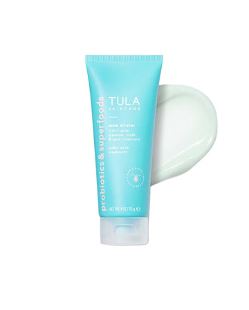 Tula Skin Care Acne All-Star - Non-Irritating 3-In-1 Cleanser, Mask & Spot Treatment, Prevents Acne & Purifies Skin, Contains Sulfur, Willowbark, Green Tea, Sea Water, 4 Oz