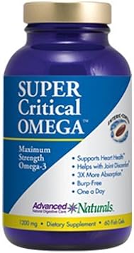 Advanced Naturals Super Critical Omega, Maximum Strength Omega-3 with Vitamin D3, 60 Count : Health & Household