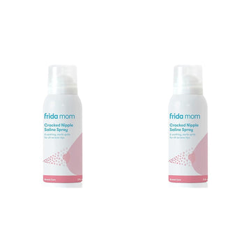 Frida Mom Cracked Nipple Soothing Spray | All-Natural Saline Spray to Heal Sore, Cracked Breastfeeding Nipples | Spray + Air-Dry | Gentle for Baby + Mom | 2 Fl oz (Pack of 2)