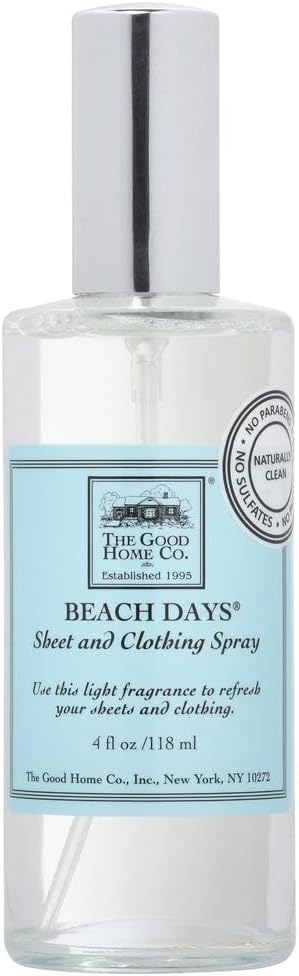 The Good Home Company Beach Days Natural Linen and Room Spray, Room Essentials Spray for Sleep Relaxation, Scented Freshener for Sheets, Linen, Clothing, Fabric, and Pillows, 4 Oz