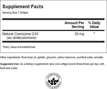 Swanson Coq10 30 Milligrams 30 Milligrams 60 Sgels